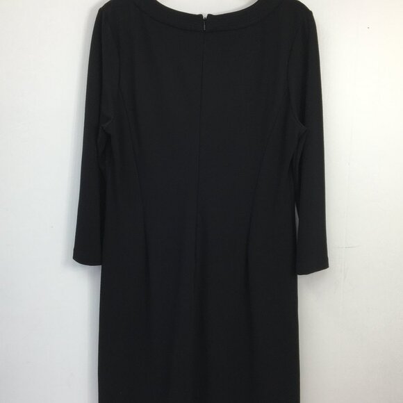 Talbots Long Sleeve Shift V-Neck Sheath Dress in Black Size 10 EXCELLENT - Picture 5 of 8